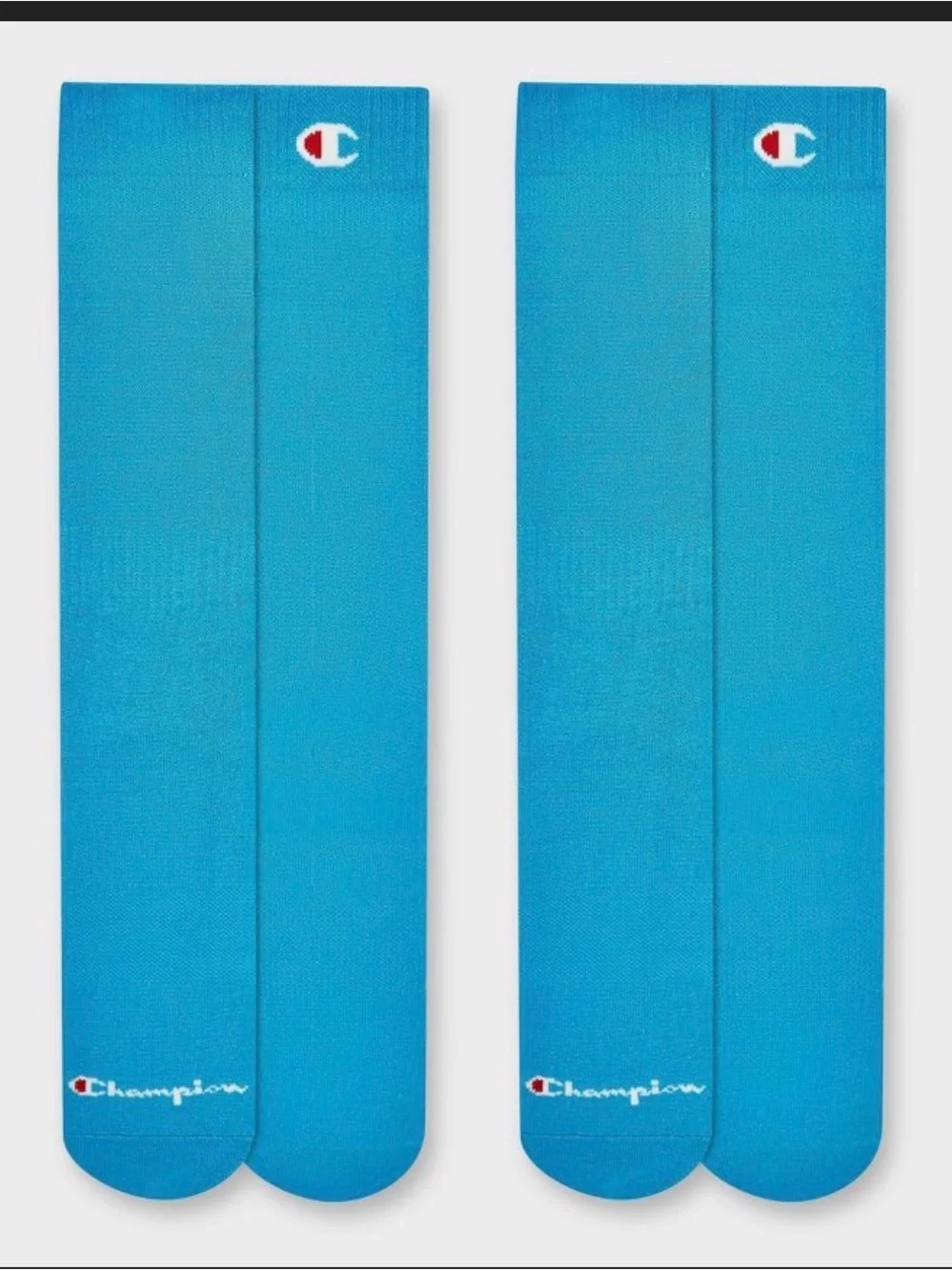 Champion Sky Blue Over-The-Calf Athletic Socks with Red & White Logo